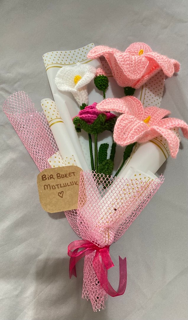 Bohem Tarzı El Örgüsü Çiçek Buketi - Görsel 3