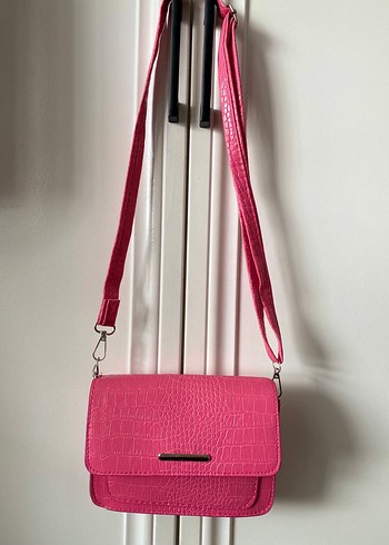 Pembe Kemerli Yılan Desenli Deri Kadın Çanta - Görsel 2