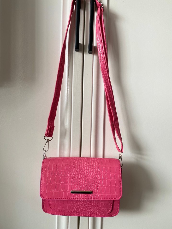 Pembe Kemerli Yılan Desenli Deri Kadın Çanta - Görsel 2