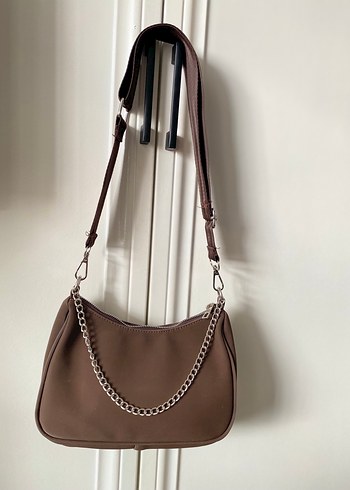 Zincir Detaylı Kahverengi Deri Kadın Çanta - Görsel 2