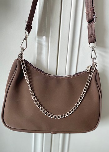 Zincir Detaylı Kahverengi Deri Kadın Çanta - Görsel 3
