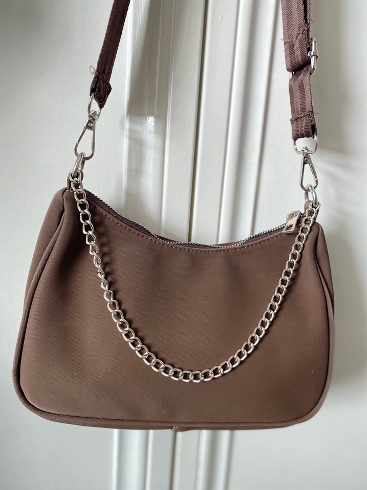 Zincir Detaylı Kahverengi Deri Kadın Çanta - Görsel 3
