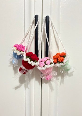 Mini buket Çiçekli El Örgüsü - Görsel 2