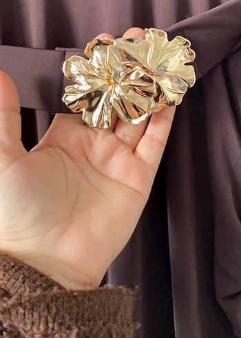 Kahverengi Uzun Drapeli Kadın Elbise - Görsel 6