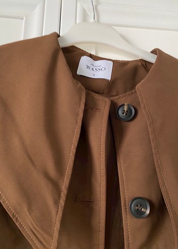 Kadın Koyu Kahverengi Düğmeli Kısa Trençkot - Görsel 5