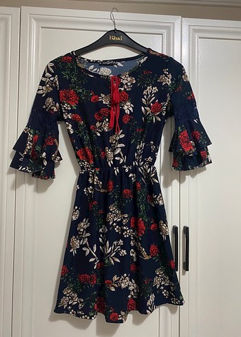 Çiçek Desenli, Fırfırlı Bohem Kadın Elbise - Görsel 3