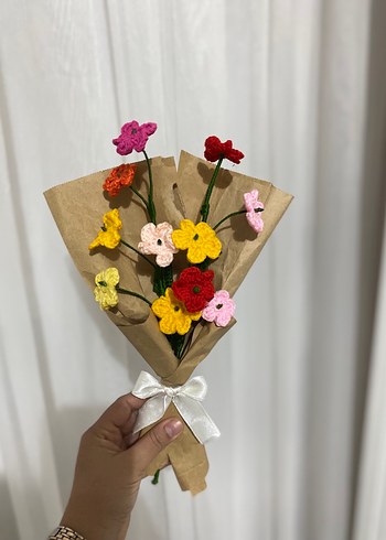 El Yapımı Renkli Çiçek Buketi - Görsel 2