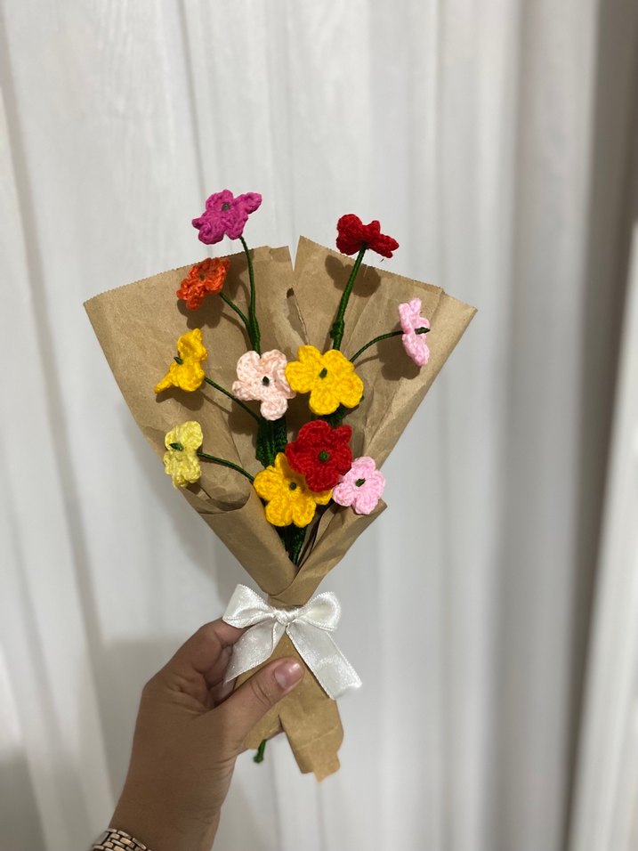El Yapımı Renkli Çiçek Buketi - Görsel 2