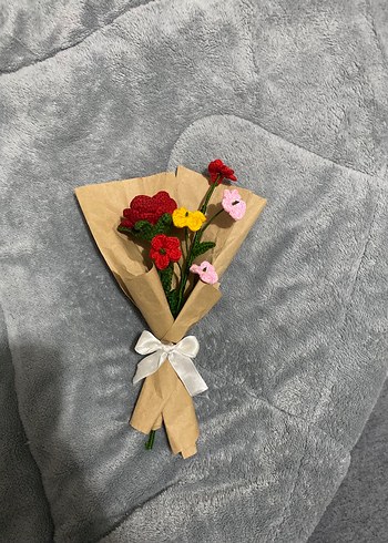 Bohem El Yapımı Renkli Örgü Çiçek Buketi - Görsel 2