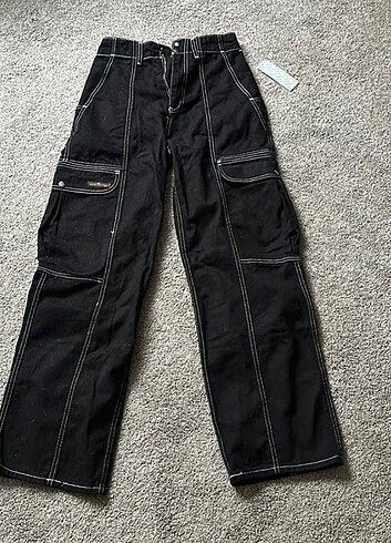 Unisex skate siyah baggy jean
