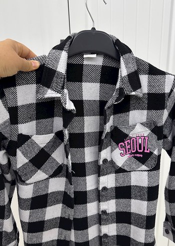 Gri Ekoseli Kadın Uzun Kollu Gömlek - Görsel 2