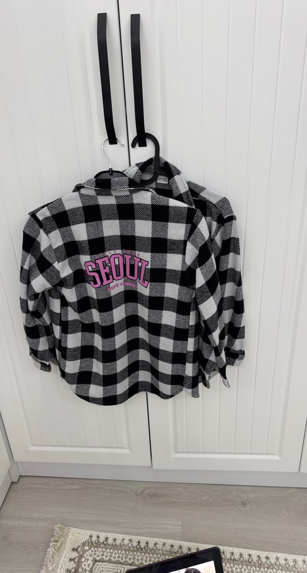 Gri Ekoseli Kadın Uzun Kollu Gömlek - Görsel 3