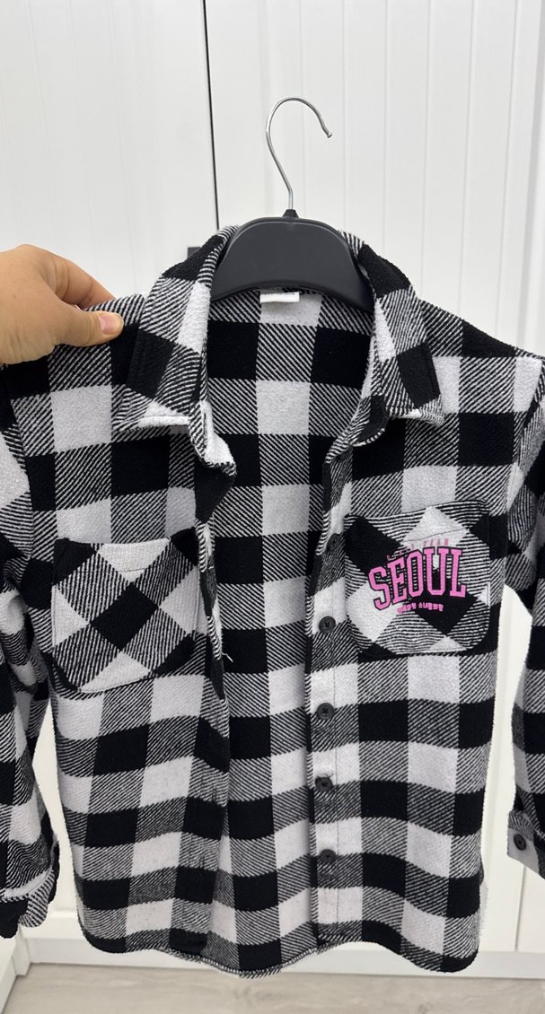 Gri Ekoseli Kadın Uzun Kollu Gömlek - Görsel 2