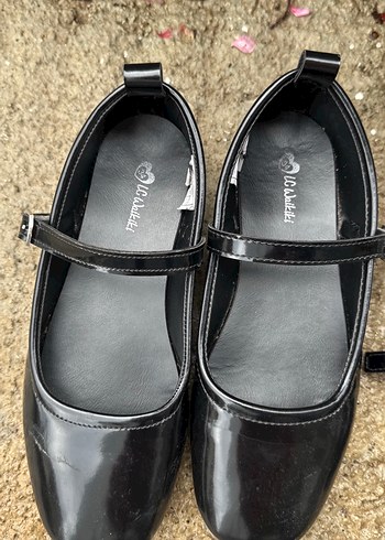 Tokalı Siyah Minimalist Stiletto Topuklu kız çocuk Babet - Görsel 2