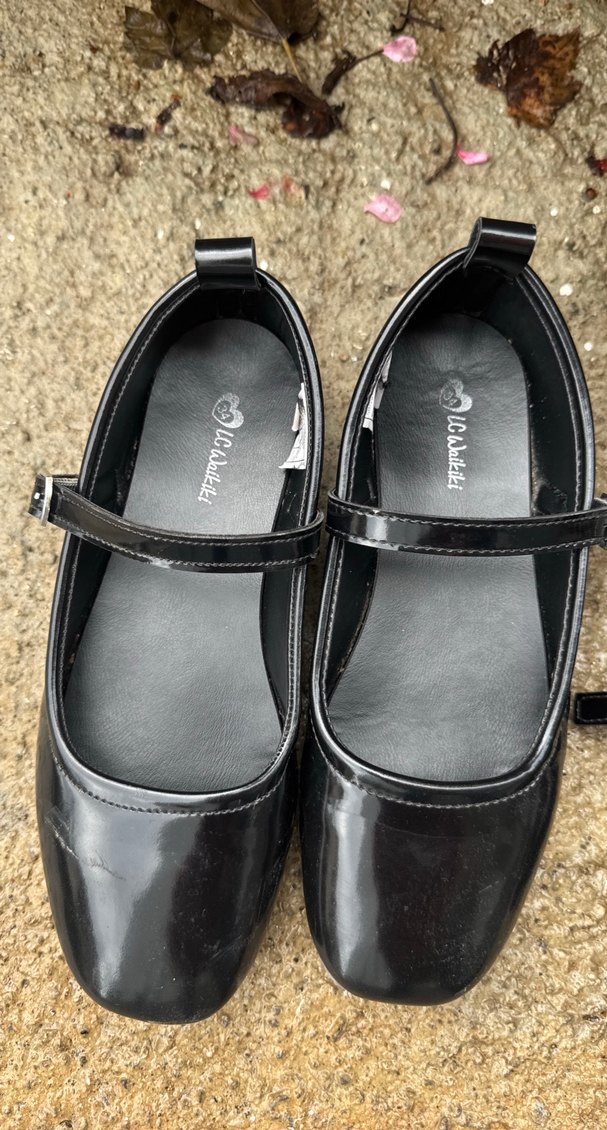 Tokalı Siyah Minimalist Stiletto Topuklu kız çocuk Babet - Görsel 2