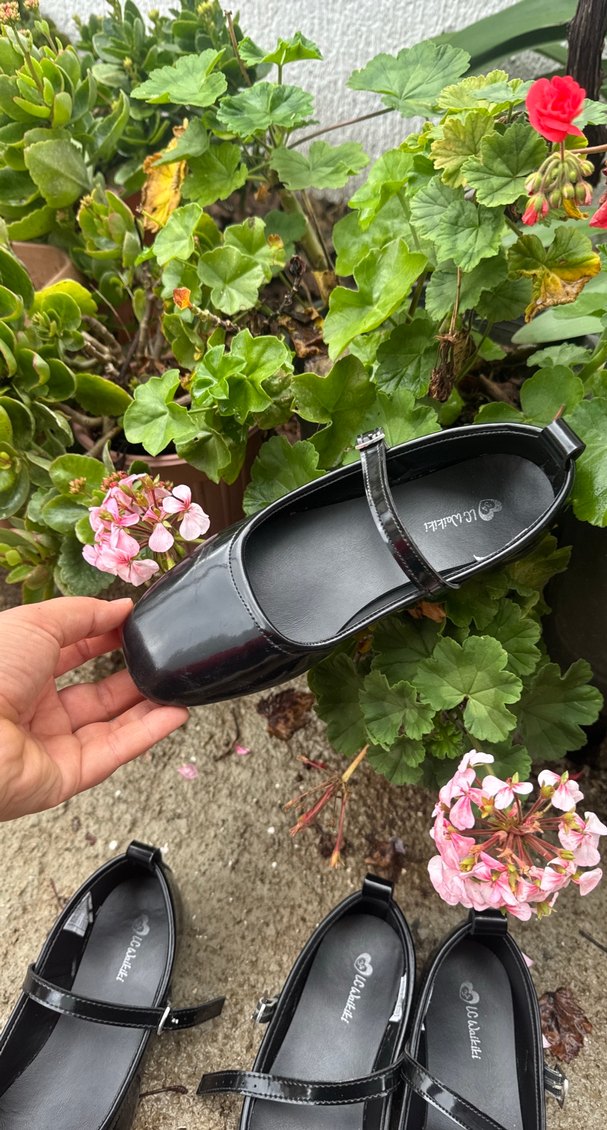 Tokalı Siyah Minimalist Stiletto Topuklu kız çocuk Babet - Görsel 5