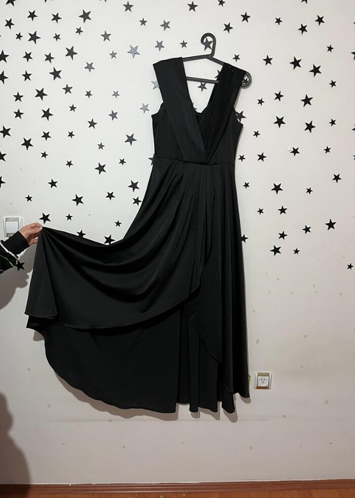 Siyah saten elbise  - Görsel 2