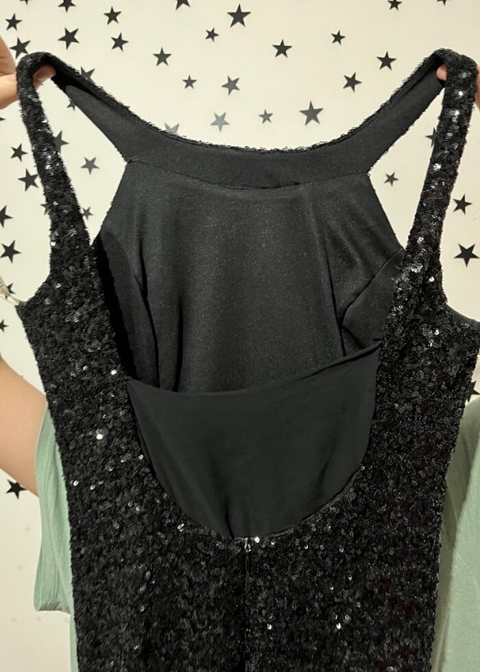 Balık model pullu uzun siyah elbise  - Görsel 2