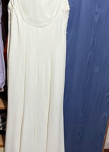 Balık model uzun beyaz elbise - Görsel 2