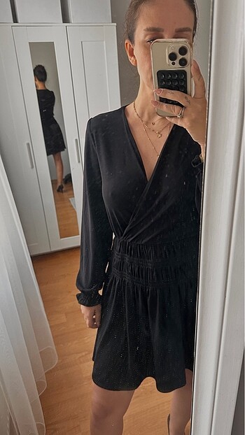 Siyah kısa elbise - Görsel 6