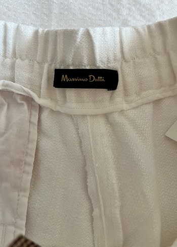 Beyaz Keten Rahat Kesim Midi Kadın Pantolon - Görsel 4