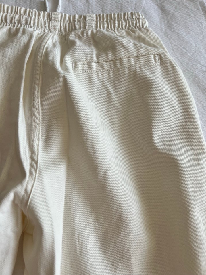 Kadın Beyaz Keten Bol Kesim Pantolon - Görsel 5