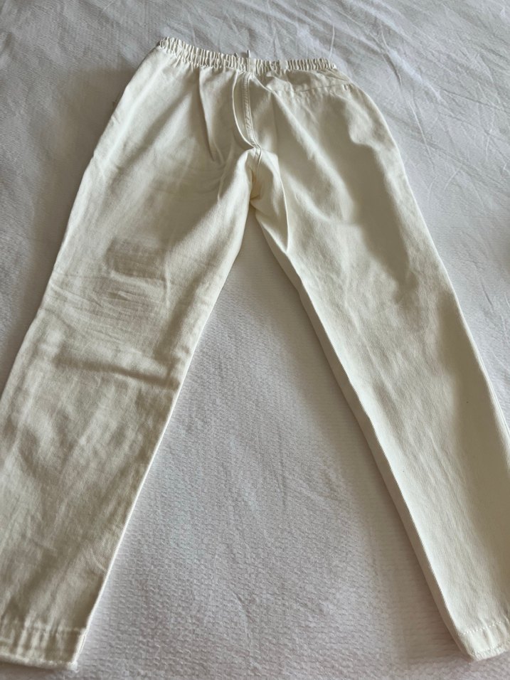 Kadın Beyaz Keten Bol Kesim Pantolon - Görsel 4