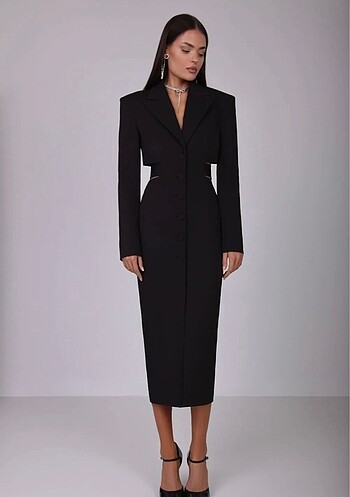 Diğer Antonia Cut Out Blazer Midi Elbise - Blazer Elbise