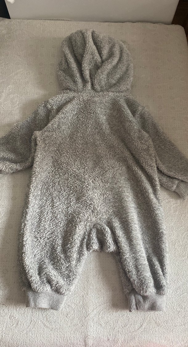 Gri Bebek Peluş Tulum Kapüşonlu - Görsel 3