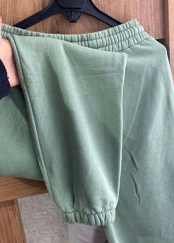 Kadın Loose Fit Yeşil Midi Eşofman - Görsel 3