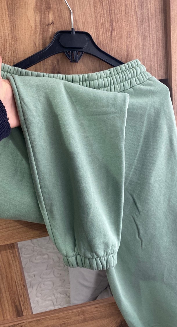 Kadın Loose Fit Yeşil Midi Eşofman - Görsel 3