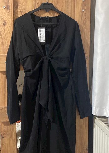 Uzun Kollu Siyah Drapeli Uzun tulum - Görsel 2