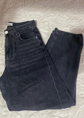 Gri Düğmeli Kadın Kot Pantolon - Görsel 3