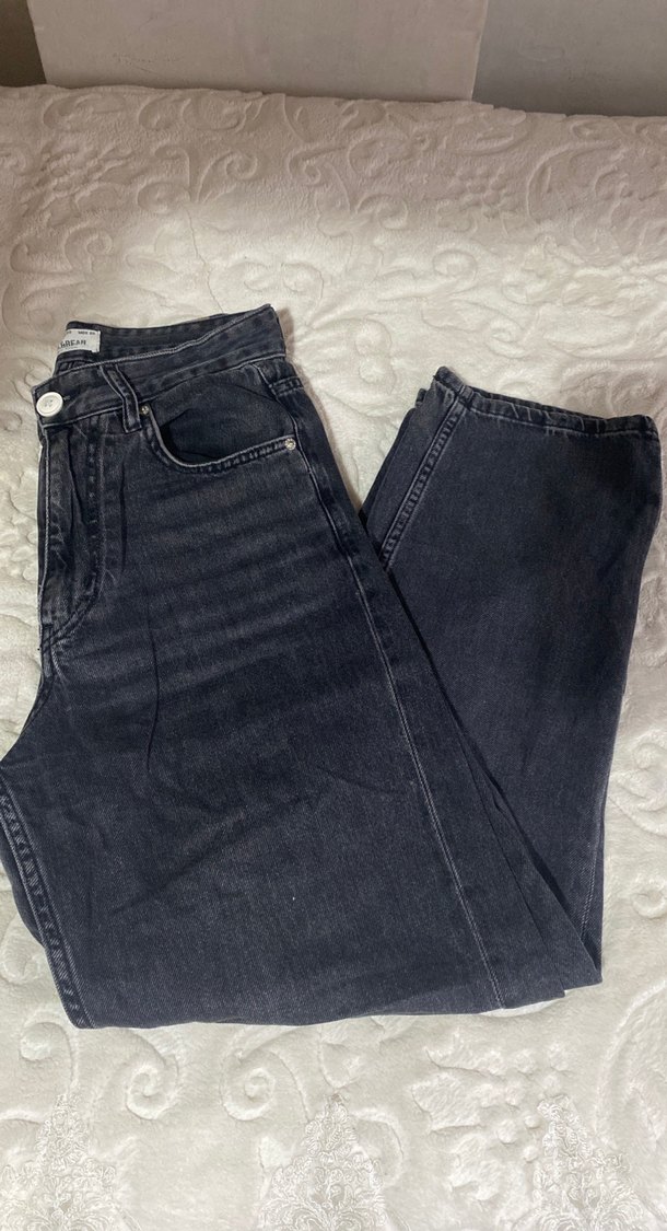 Gri Düğmeli Kadın Kot Pantolon - Görsel 3