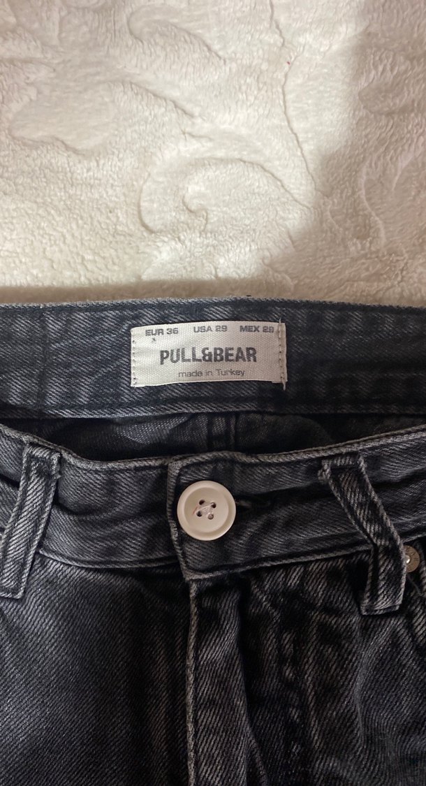 Gri Düğmeli Kadın Kot Pantolon - Görsel 2