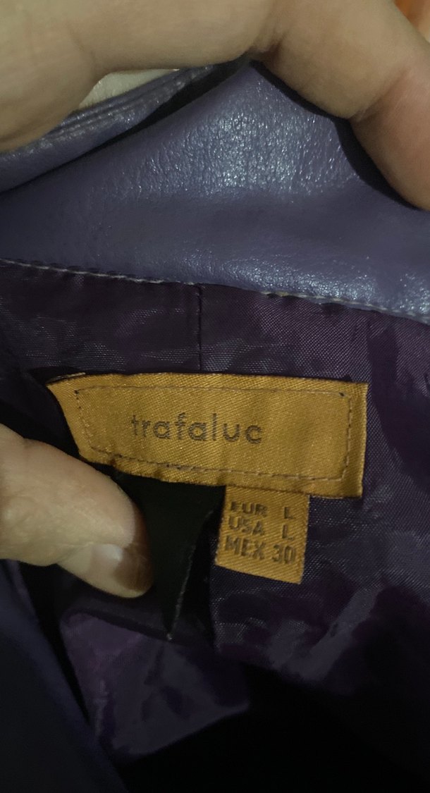 Kadın Mor Deri Fermuarlı Ceket - Görsel 3