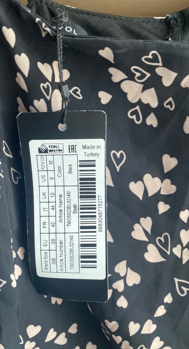 Siyah Desenli Midi Straplez Elbise - Görsel 2