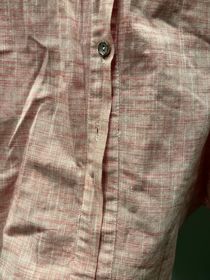 Pembe Nakışlı Uzun Keten Gömlek - Görsel 2