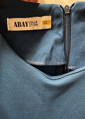 Düğmeli Mavi Uzun Kadın Elbise - Görsel 4