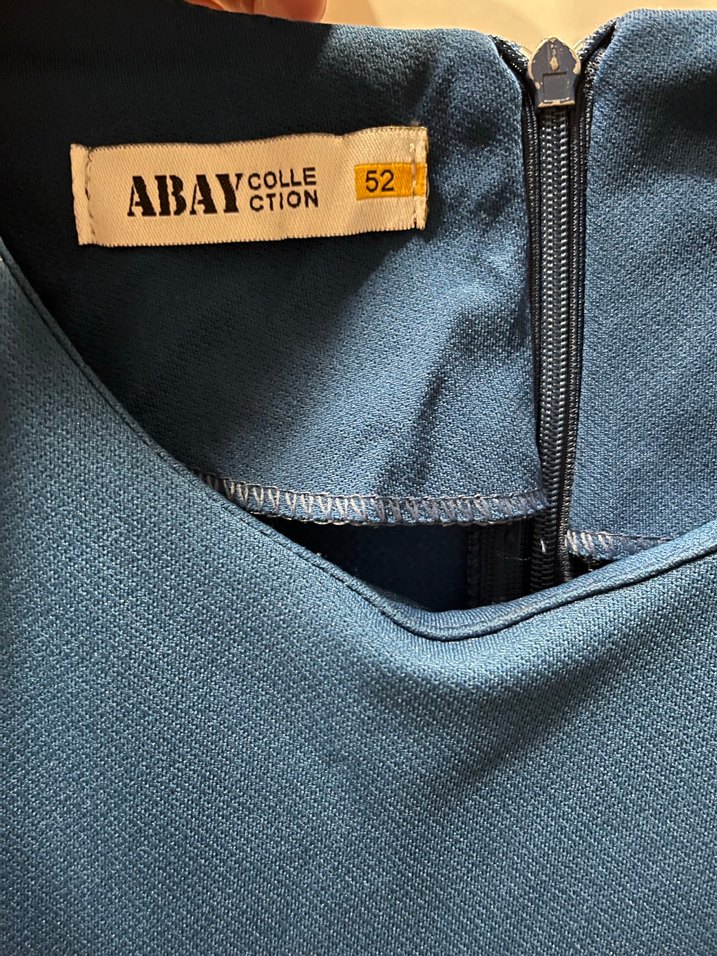 Düğmeli Mavi Uzun Kadın Elbise - Görsel 4