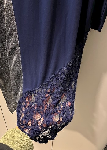 Lacivert ve Gri Uzun Kollu Salaş Tunik - Görsel 3