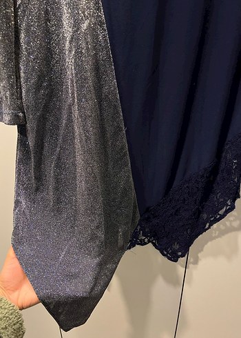 Lacivert ve Gri Uzun Kollu Salaş Tunik - Görsel 4