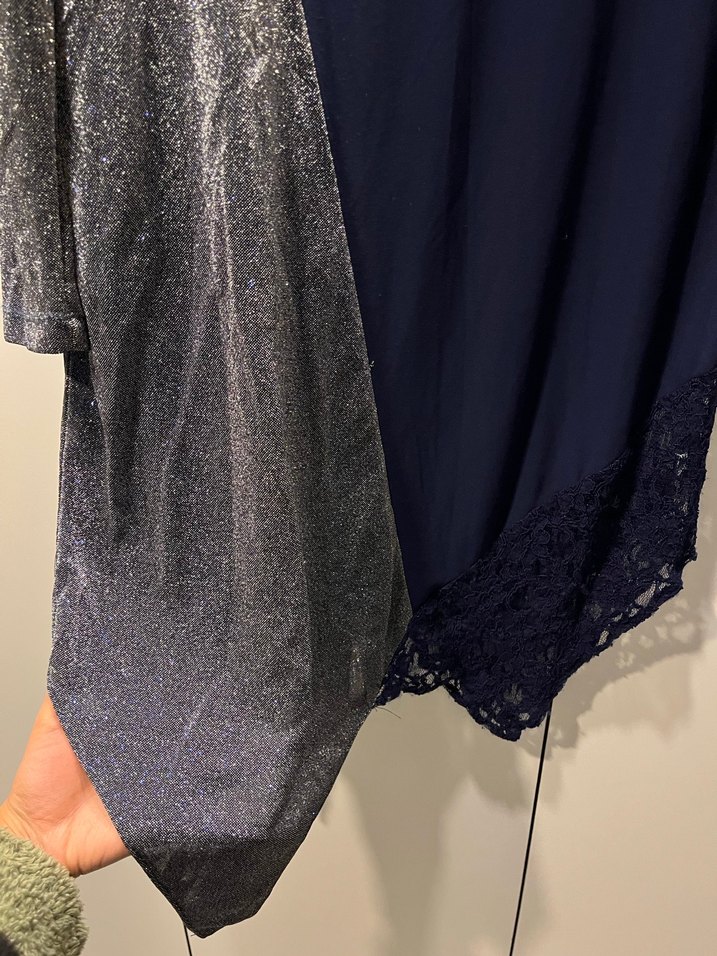 Lacivert ve Gri Uzun Kollu Salaş Tunik - Görsel 4