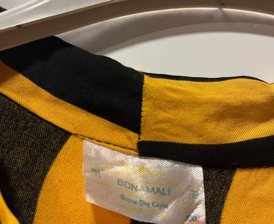 Sarı Siyah Çizgili Uzun Kollu Kadın Gömlek - Görsel 2