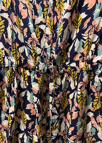 Çiçek Desenli V Yakalı Midi Kimono tunik - Görsel 5