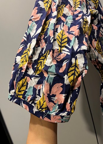 Çiçek Desenli V Yakalı Midi Kimono tunik - Görsel 2