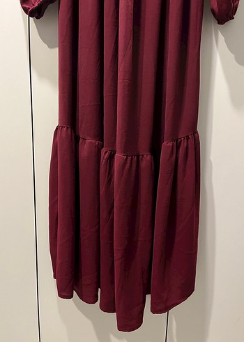 Bordo Uzun  Salaş Elbise - Görsel 3
