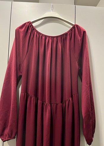 Bordo Uzun  Salaş Elbise - Görsel 2