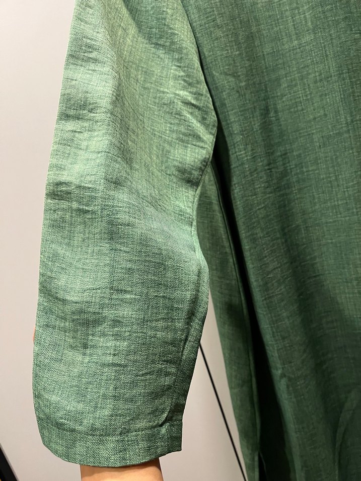Yeşil Uzun Kollu Keten Tunik - Görsel 3