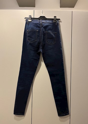 Lacivert Kadın Kemerli Skinny Jean - Görsel 3